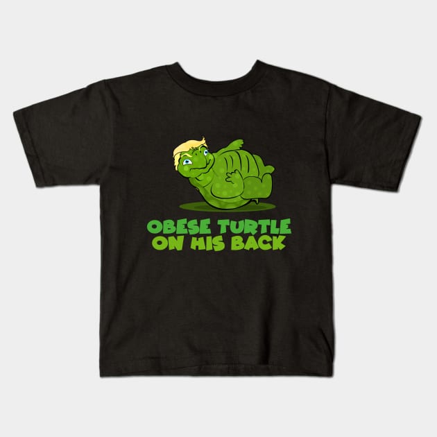 Obese Turtle on his back Kids T-Shirt by Brash Ideas